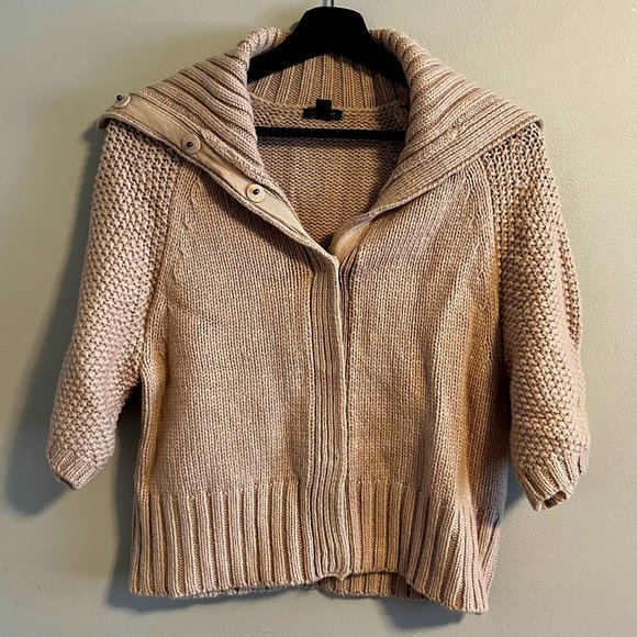 Ann Taylor Soft Neutral Pink Alpaca/Merino Wool Sweater Cardigan w/ Snap Close - Picture 2 of 12